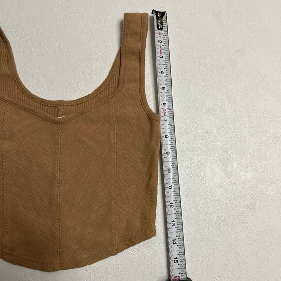 Aerie Brown Ribbed Tank Top Corset Style Cropped Sleeveless Size Small - Picture 5 of 5